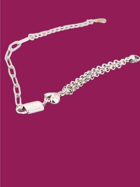 NEW 925 Sterling Silver Plated Heart and  Lock Bracelet